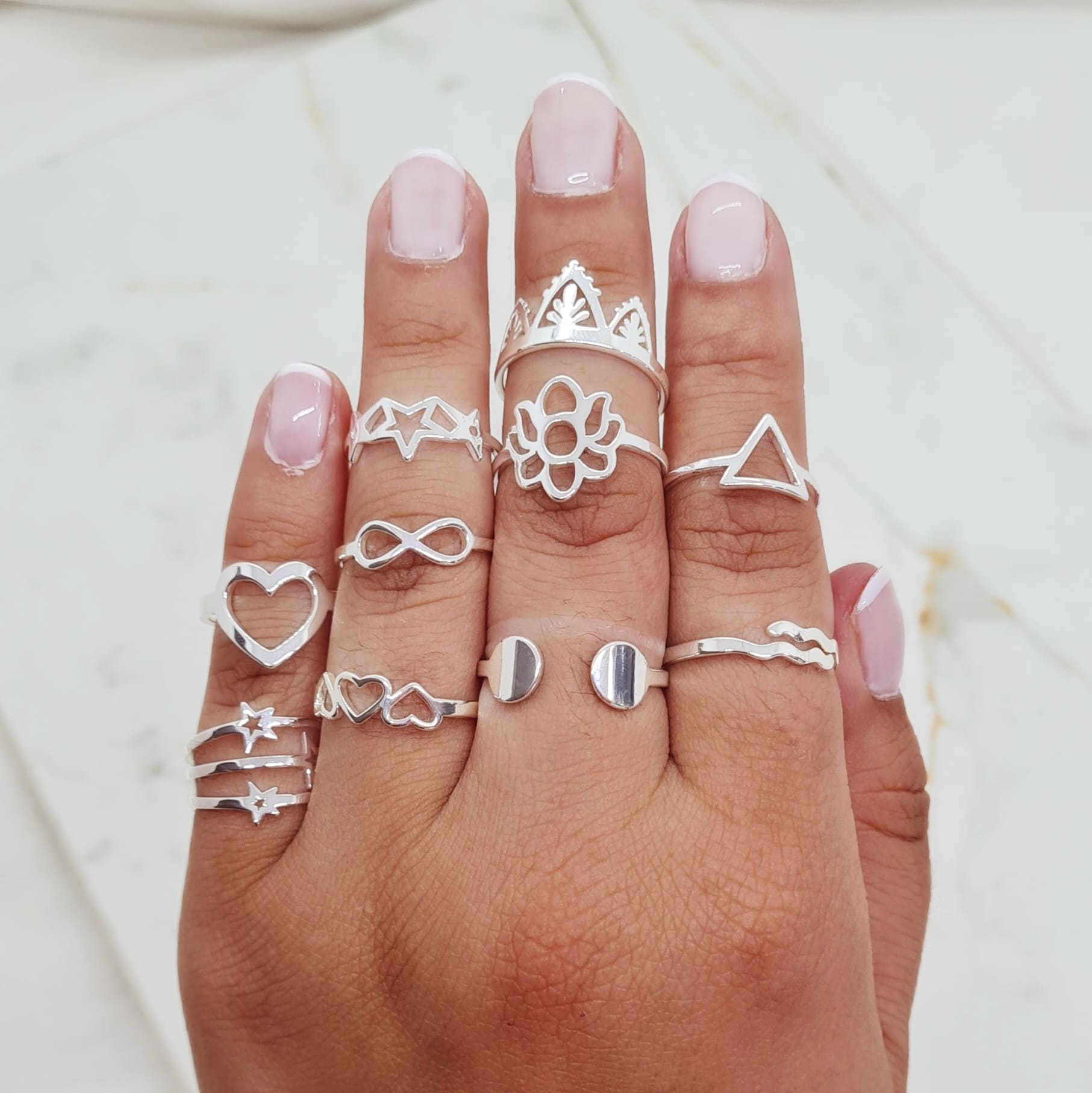 Imagen de producto COMBO DE ANILLOS ACERO BLANCO - MOD 1