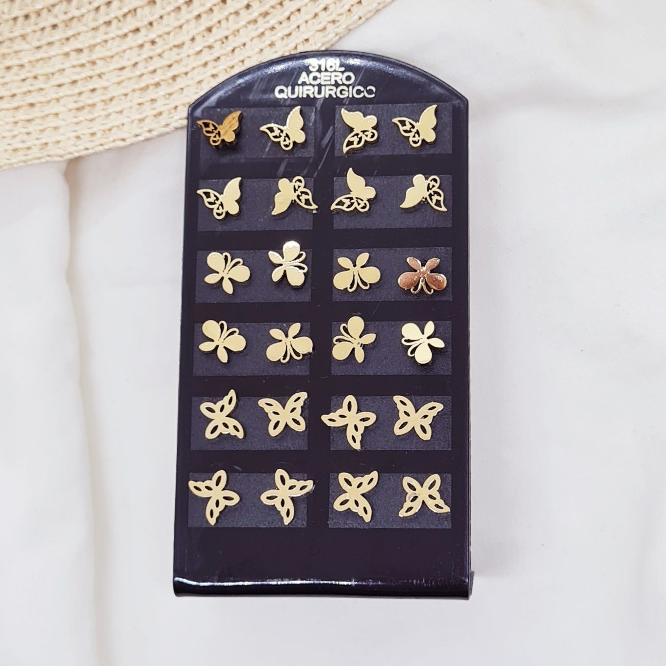 Imagen de producto BLISTER AROS ACERO DORADO MARIPOSA
