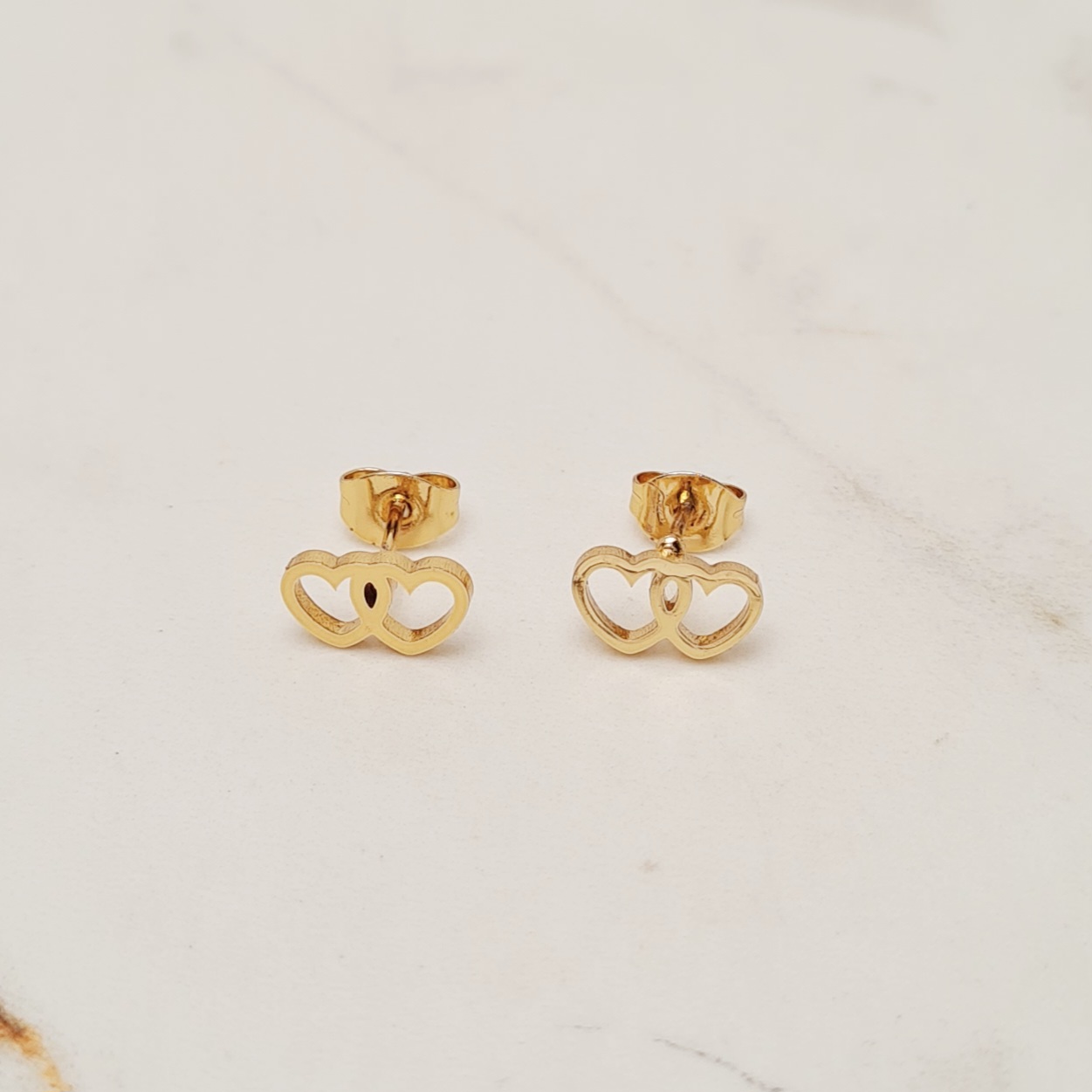 Imagen de producto AROS ACERO DORADO - DOBLE CORAZON