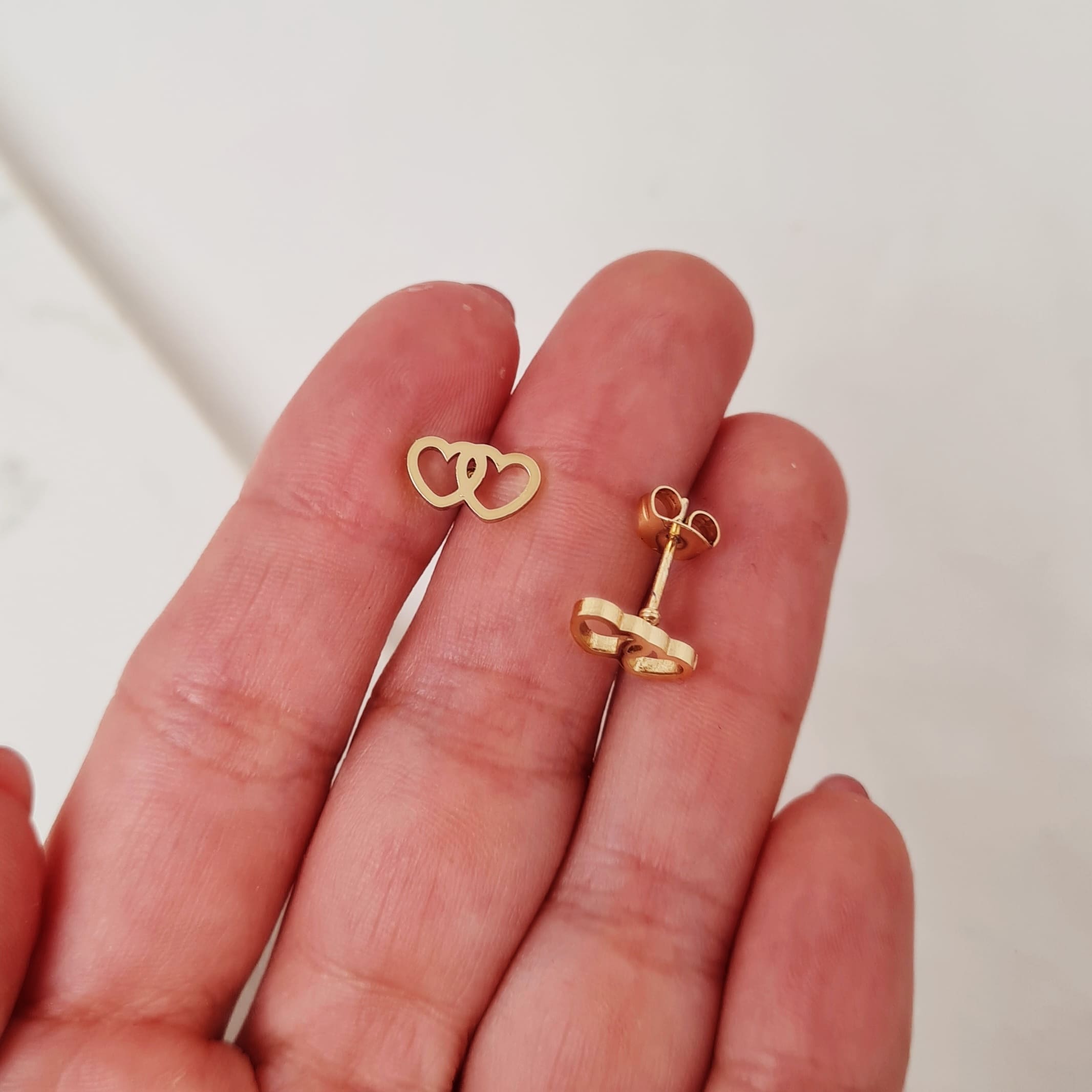 Imagen de producto AROS ACERO DORADO - DOBLE CORAZON