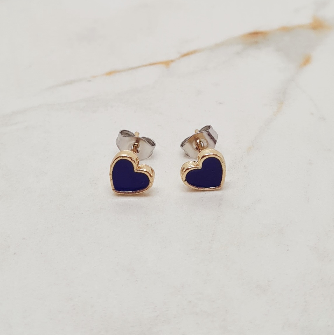 Imagen de producto AROS ACERO DORADO CORAZON ESMALTADO - AZUL