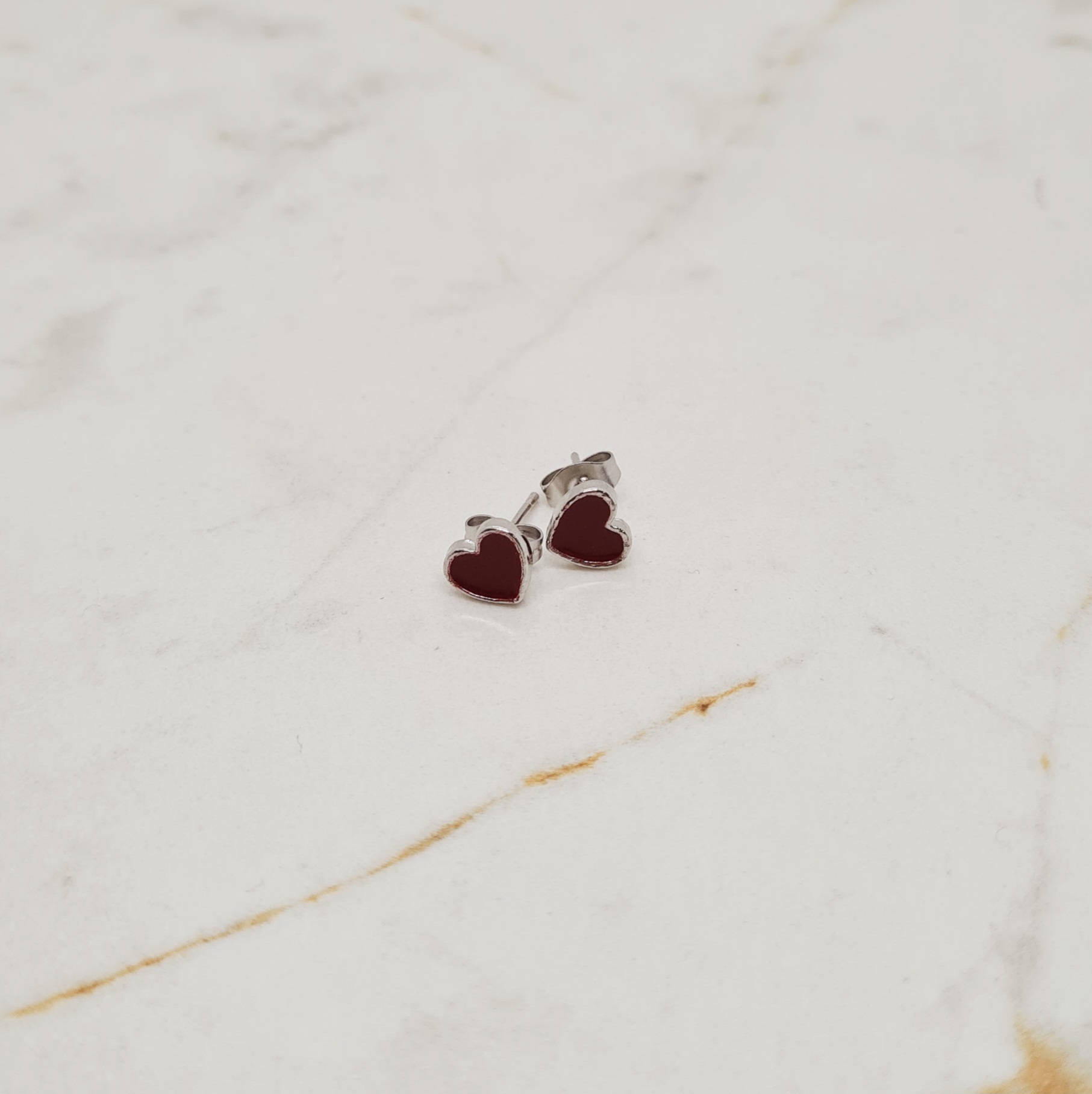 Imagen de producto AROS ESMALTADO CORAZON - BORDO