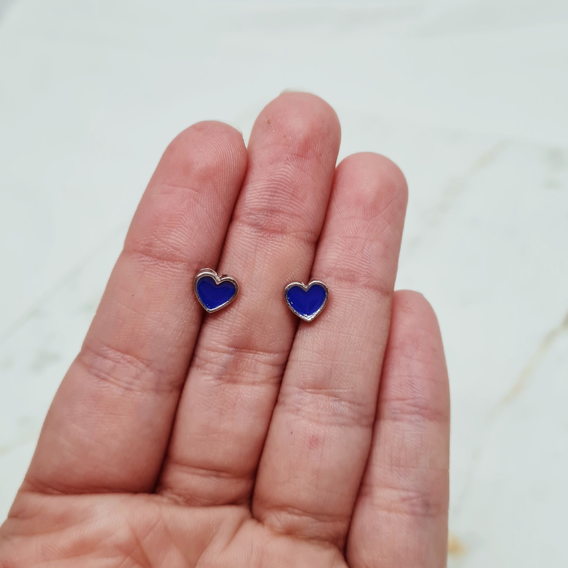 Imagen de producto AROS ESMALTADO CORAZON - AZUL