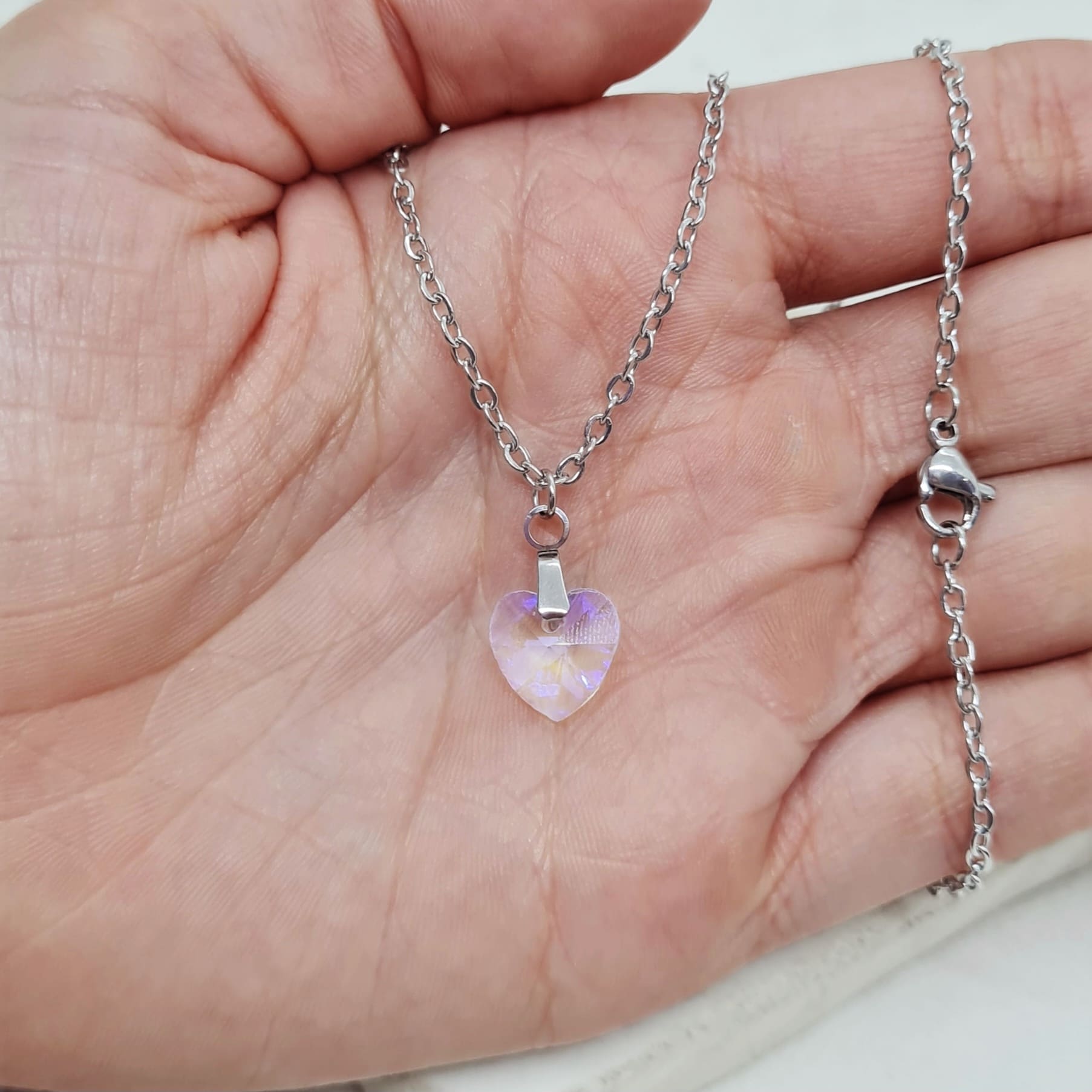 Imagen de producto COLLAR CORAZON DE CRISTAL CHICO - TORNASOLADO