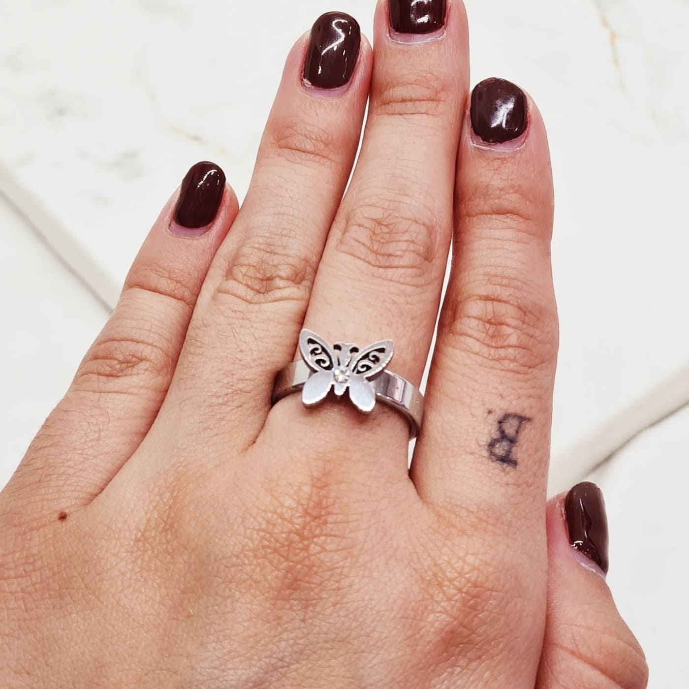 Imagen de producto ANILLO CON FORMA Y STRASS BLANCO - MARIPOSA