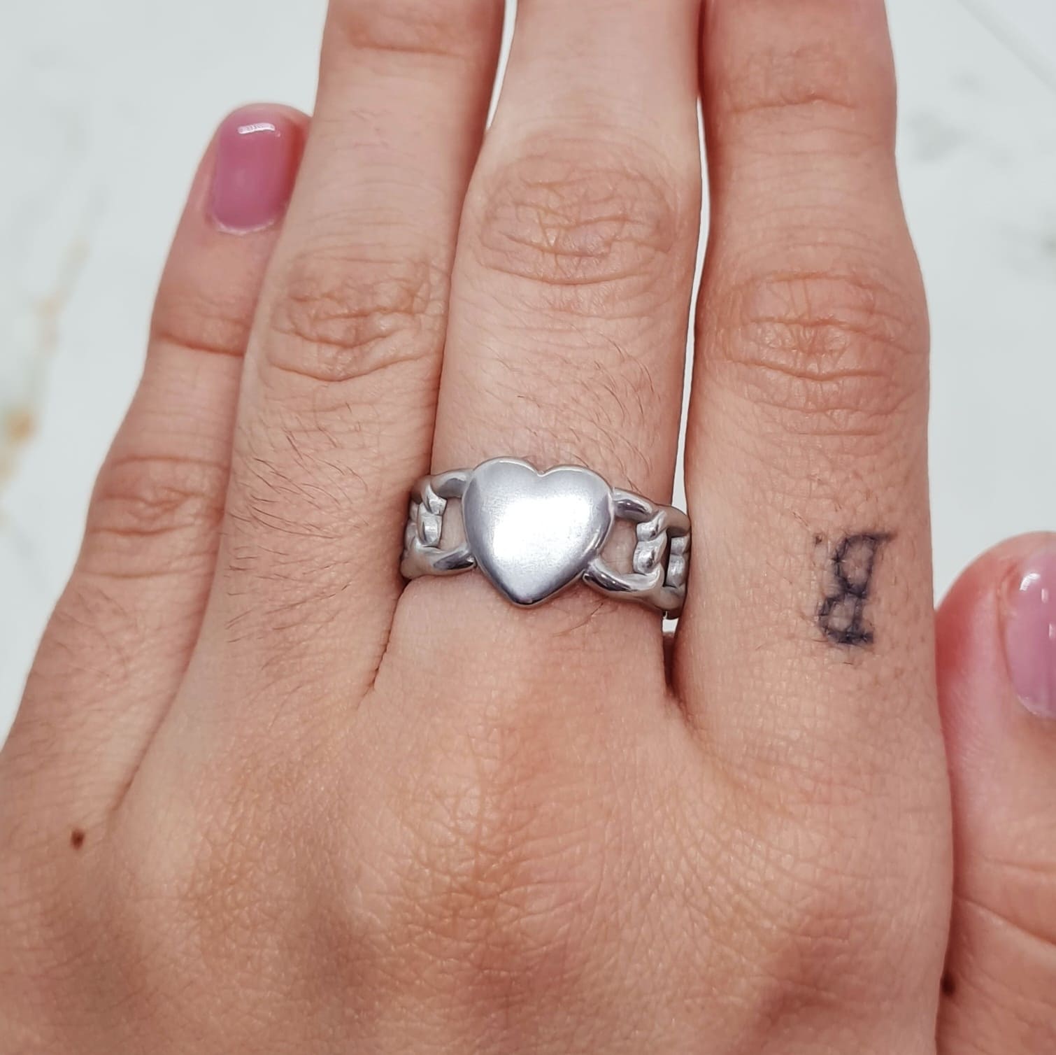Imagen de producto ANILLO MACIZO - CORAZON CON ESLABON