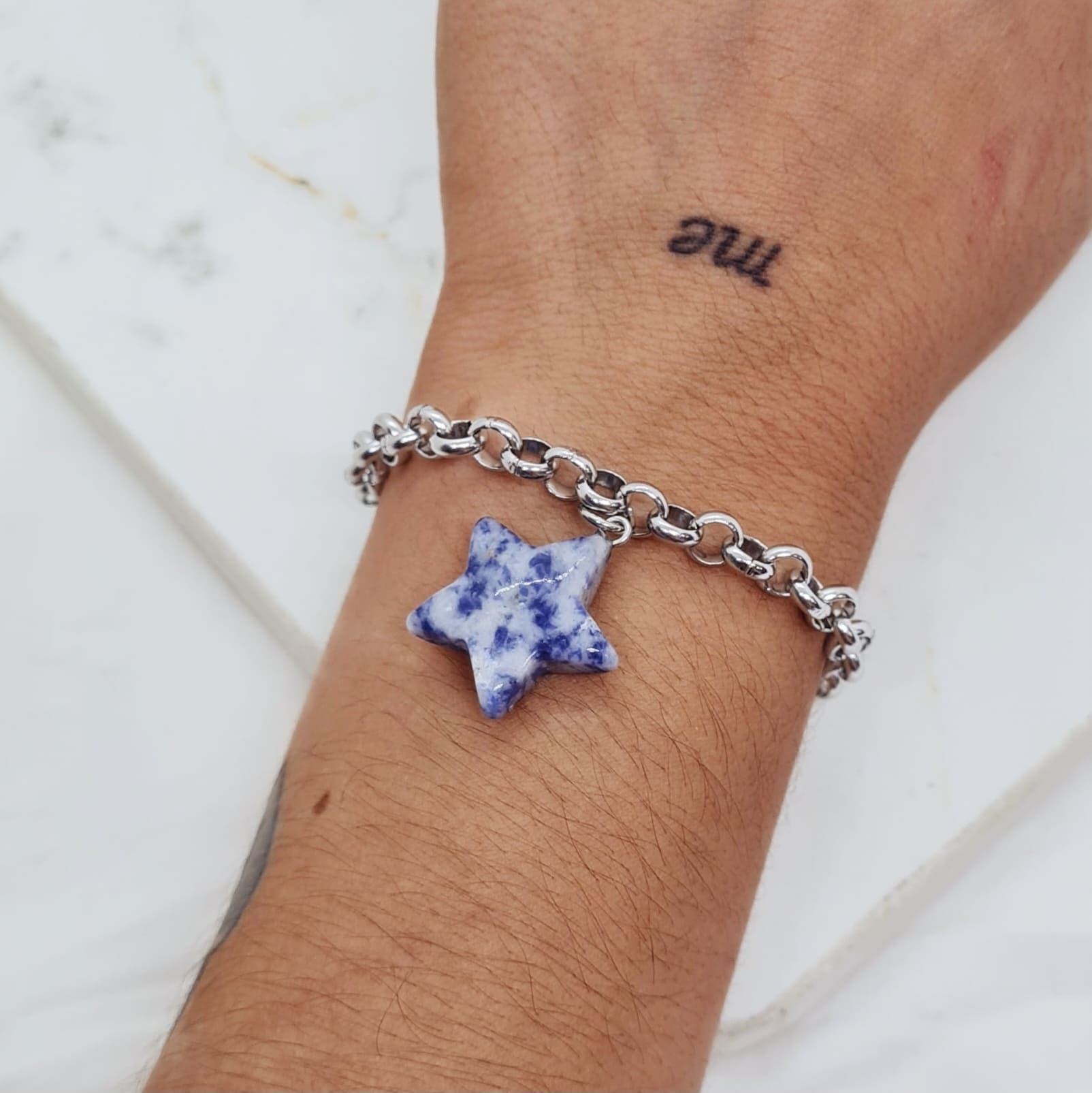 Imagen de producto PULSERA CON DIJE PIEDRA SODALITA - ESTRELLA