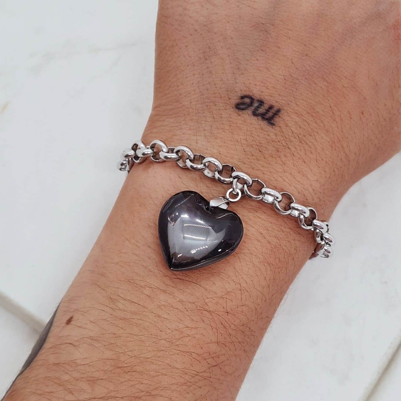 Imagen de producto PULSERA CON DIJE CRISTAL - CORAZON NEGRO