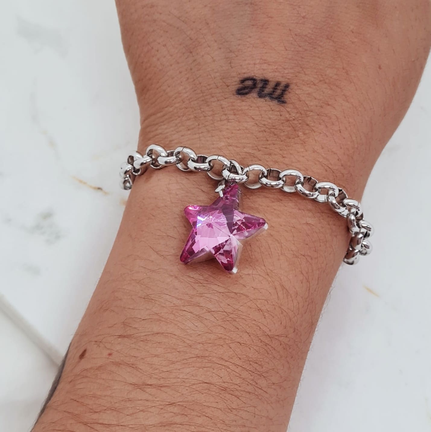 Imagen de producto PULSERA CON DIJE CRISTAL - ESTRELLA ROSA