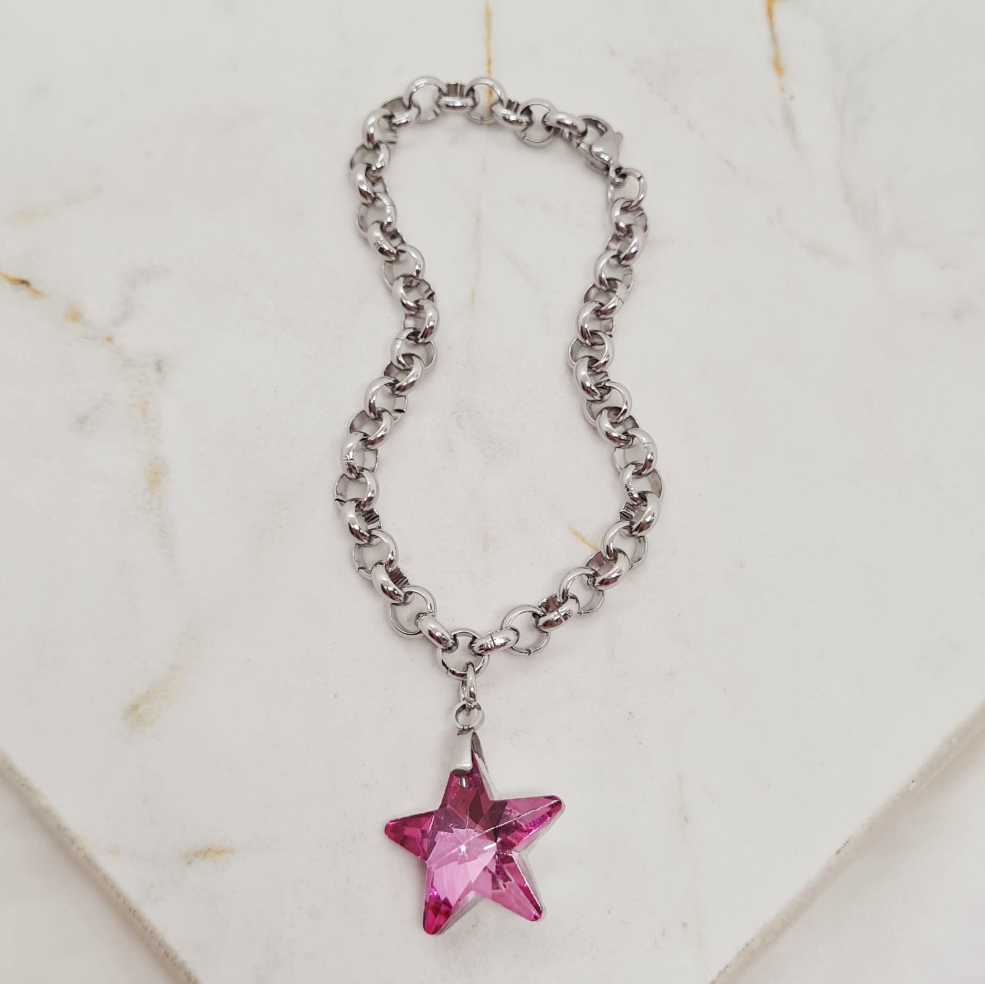 Imagen de producto PULSERA CON DIJE CRISTAL - ESTRELLA ROSA