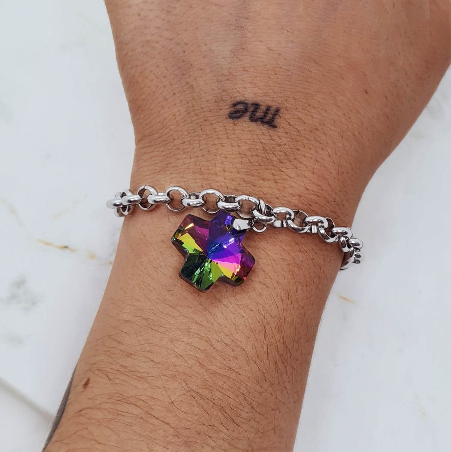 Imagen de producto PULSERA CON DIJE CRISTAL - CRUZ TORNASOL VIOLETA