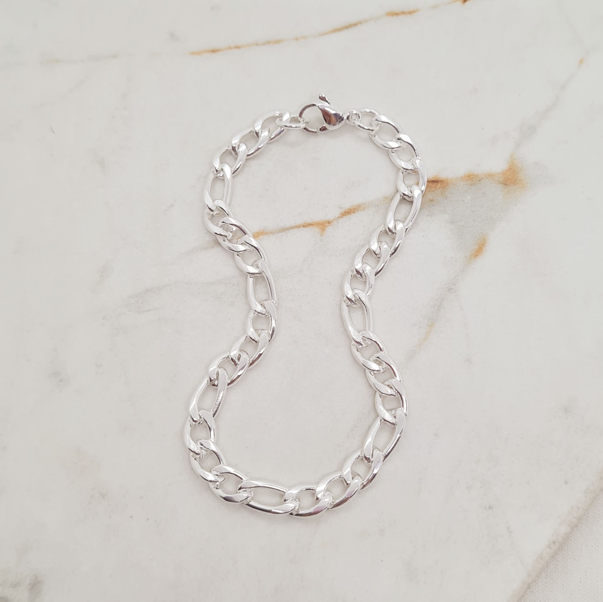 Imagen de producto PULSERA ACERO BLANCO CUBANA COMBINADA FINA 1.4 mm
