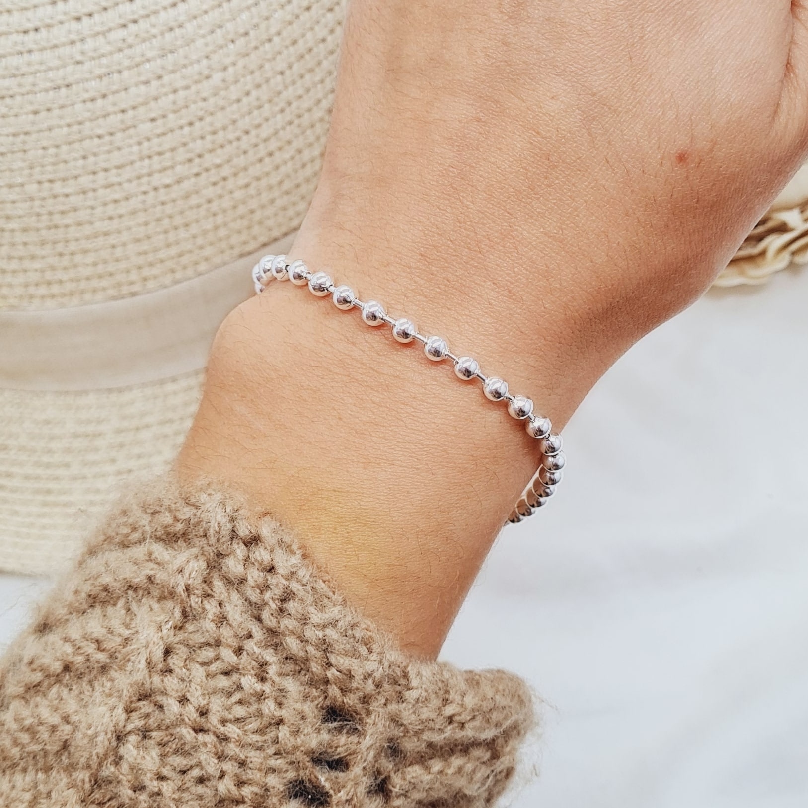 Imagen de producto PULSERA ACERO BLANCO FULL BOLITAS MEDIANAS