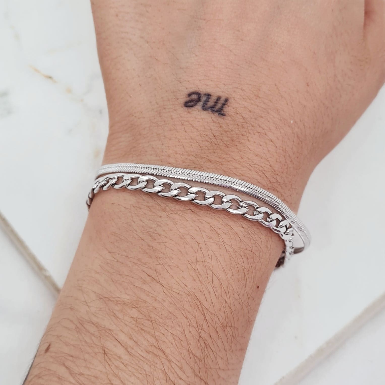 Imagen de producto PULSERA DOBLE CADENA - CUBANA Y SERPIENTE