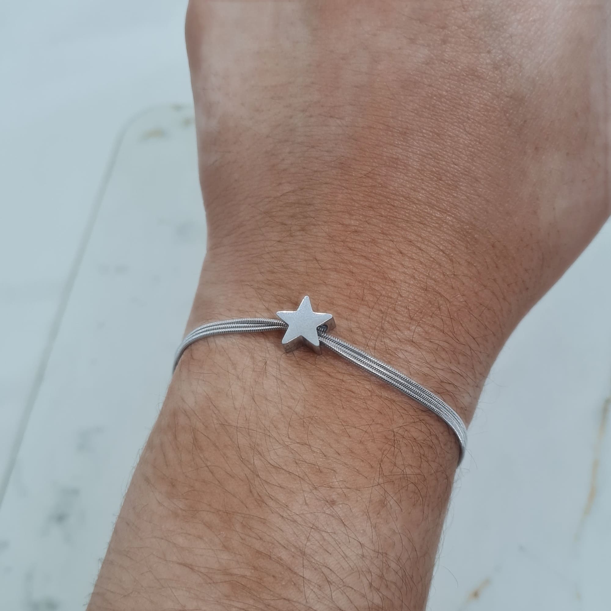Imagen de producto PULSERA TRIPLE COLITA DE RATA CON DIJE INFLADO - ESTRELLA