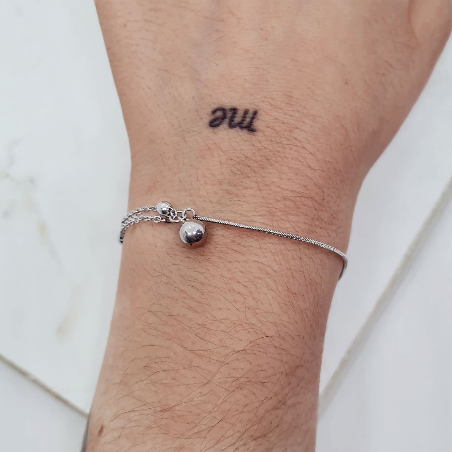 Imagen de producto PULSERA COLITA DE RATA Y DOBLE CADENA CON BOLITAS - BOLITA COLGANTE