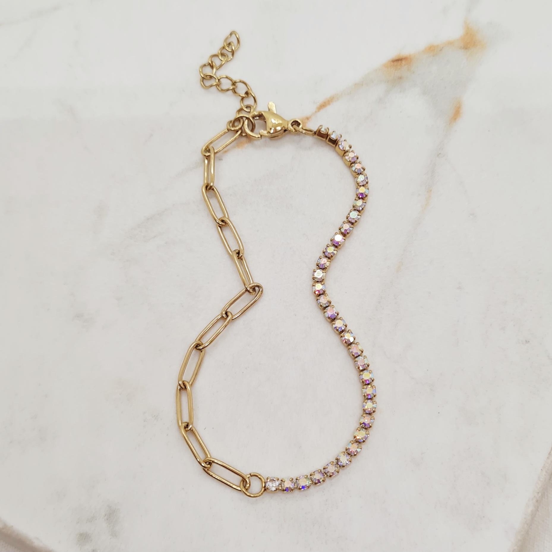 Imagen de producto PULSERA ACERO DORADO ALICE Y FULL CUBICS - TORNASOL