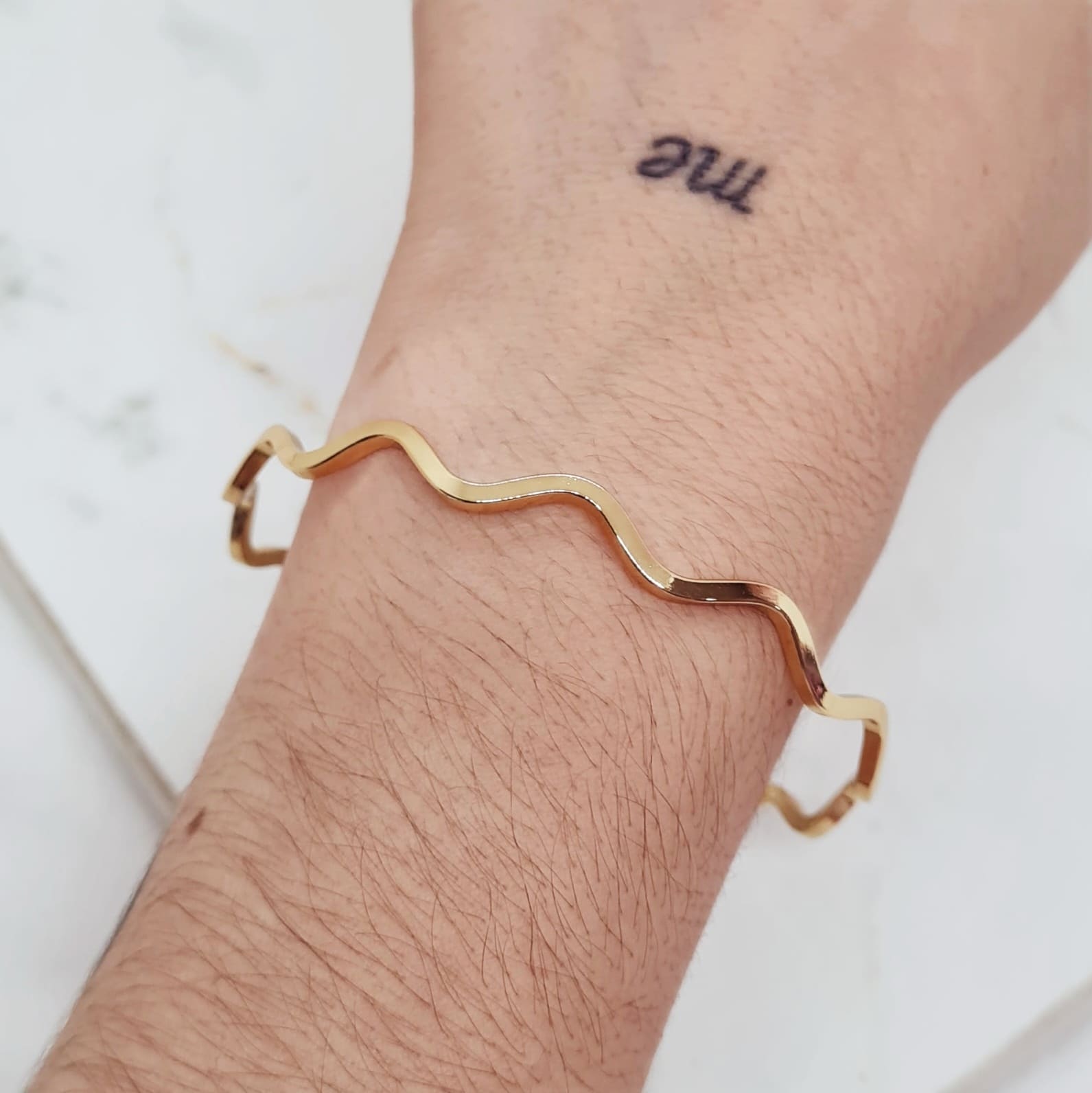 Imagen de producto PULSERA ACERO DORADO ESCLAVA ONDA