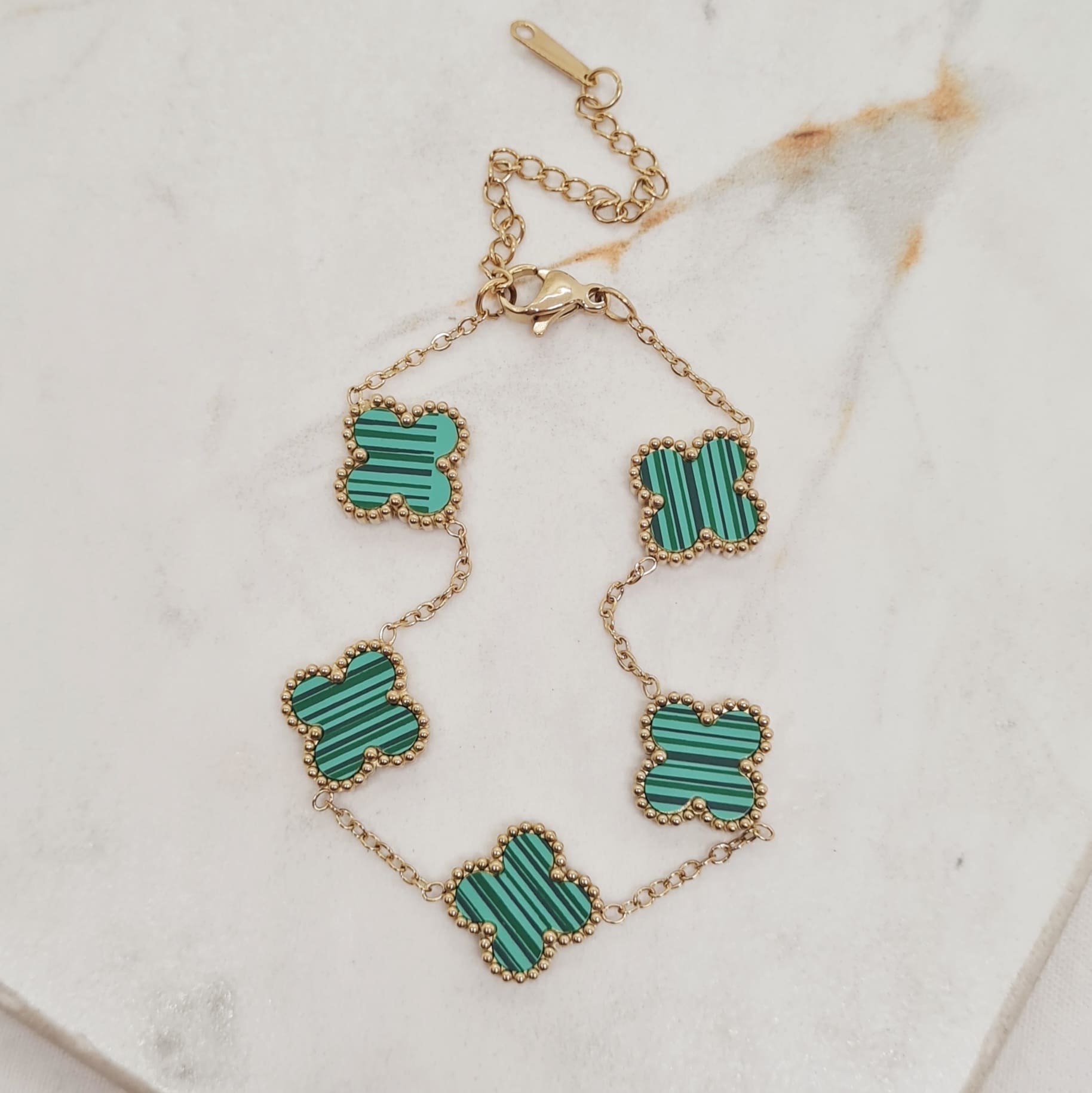 Imagen de producto PULSERA ACERO DORADO VAN CLEEF - VERDE