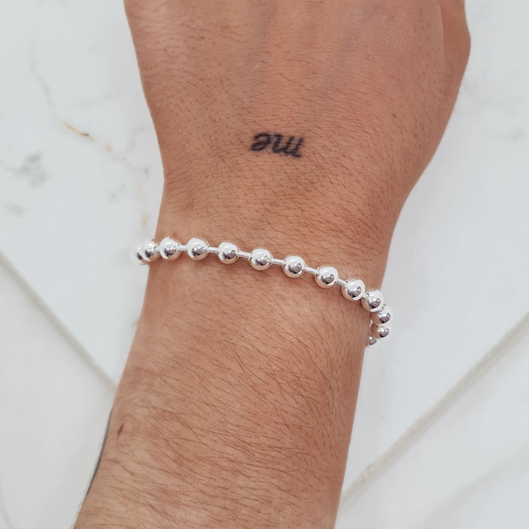 Imagen de producto PULSERA ACERO BLANCO FULL BOLITAS GRANDES