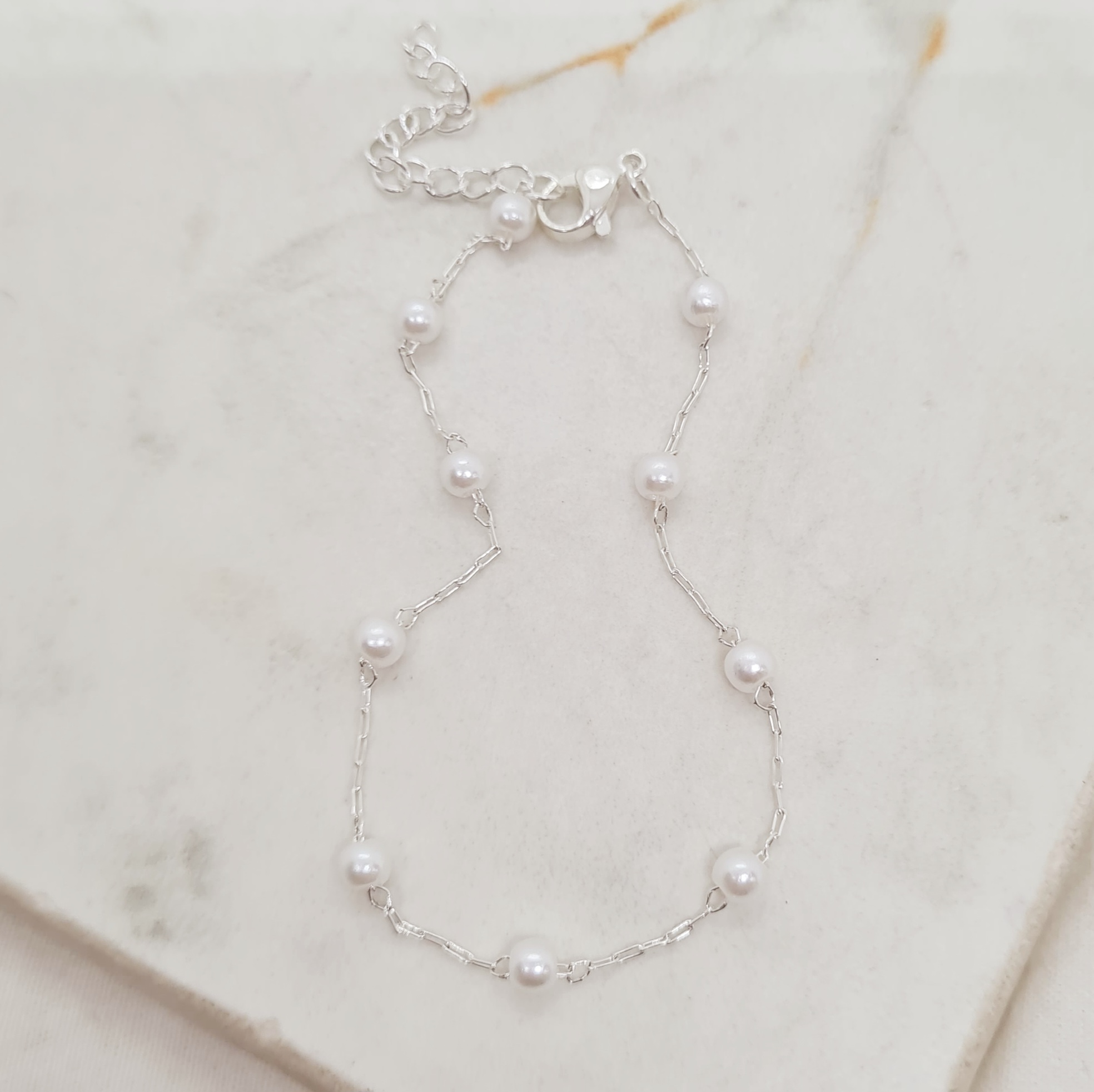 Imagen de producto PULSERA ACERO BLANCO CON PERLITAS