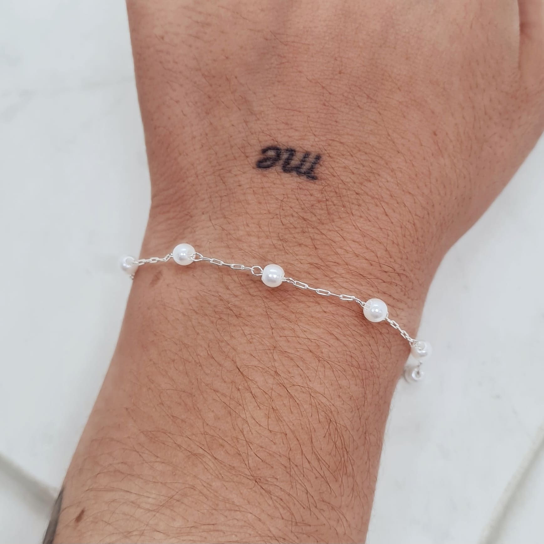 Imagen de producto PULSERA ACERO BLANCO CON PERLITAS
