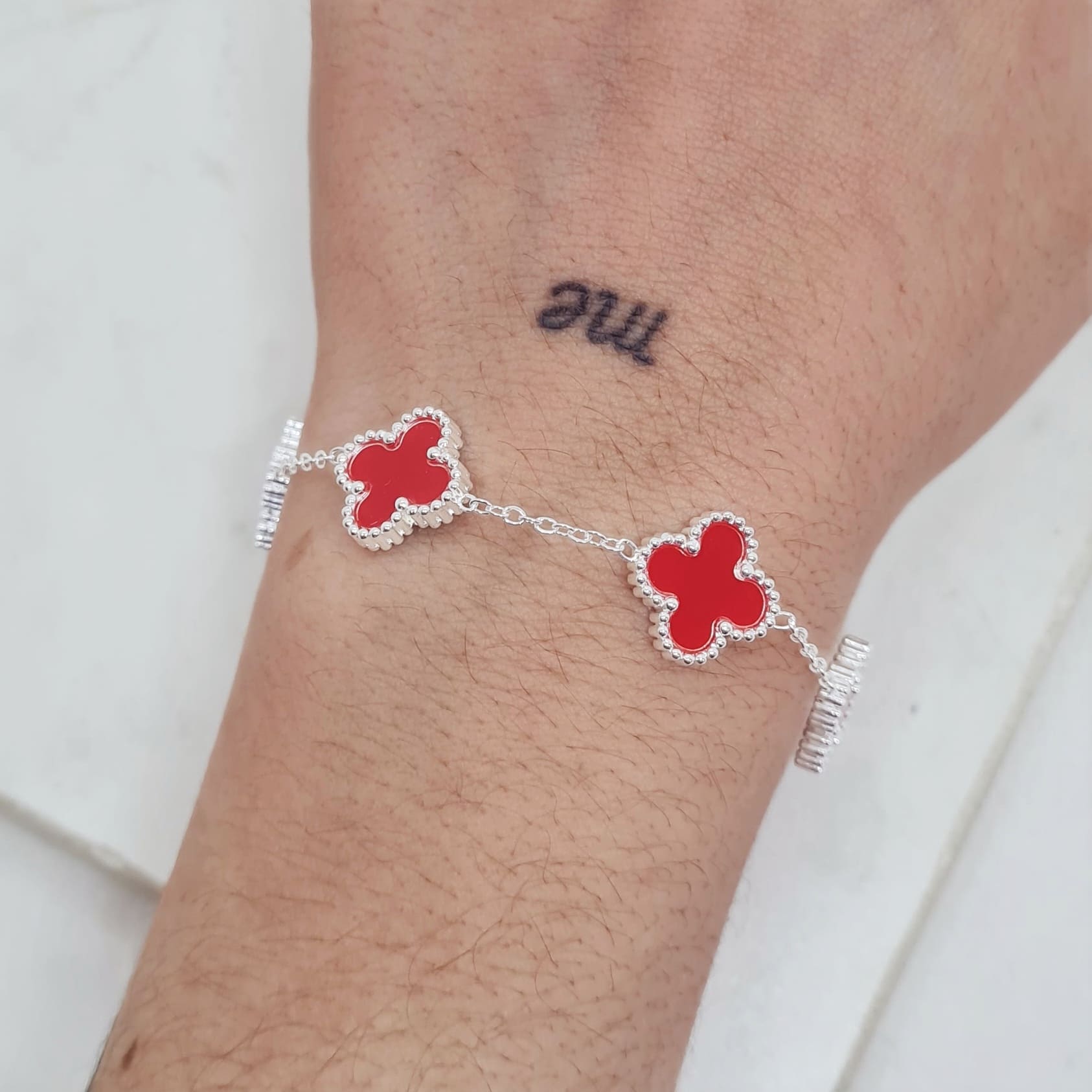 Imagen de producto PULSERA ACERO BLANCO VAN CLEEF - ROJO