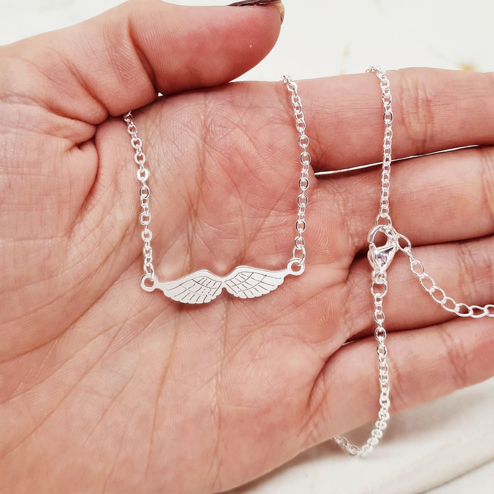 Imagen de producto COLLAR ACERO BLANCO DOBLE ALAS