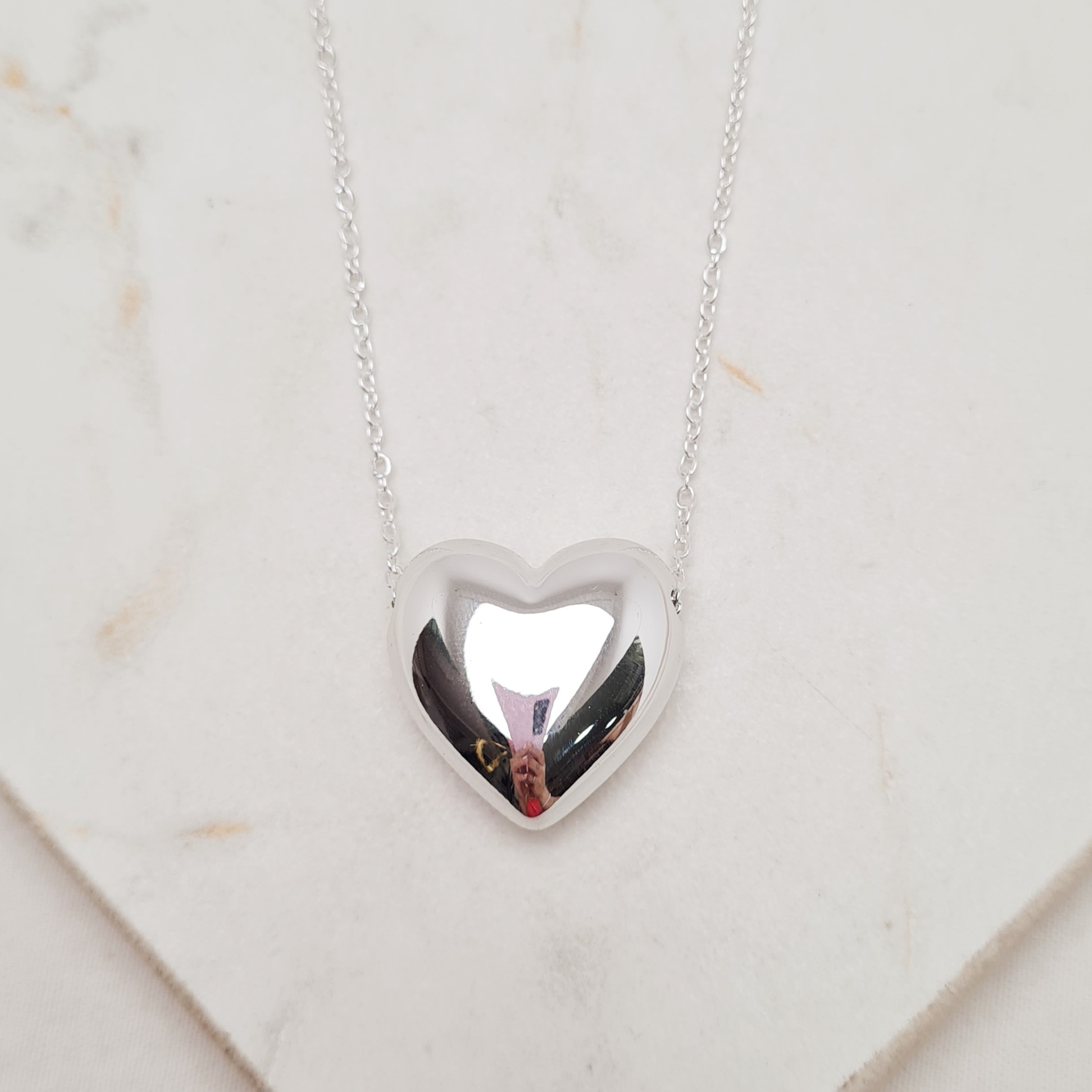 Imagen de producto COLLAR ACERO BLANCO - CORAZON INFLADO PASANTE