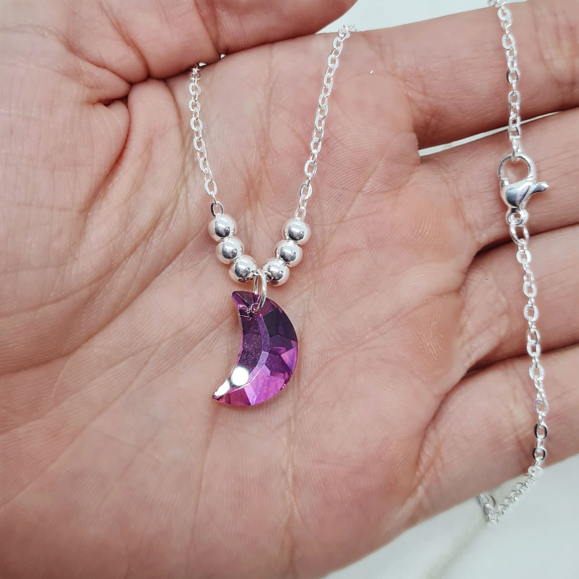 Imagen de producto COLLAR ACERO BLANCO CON BOLITAS - LUNA ROSA