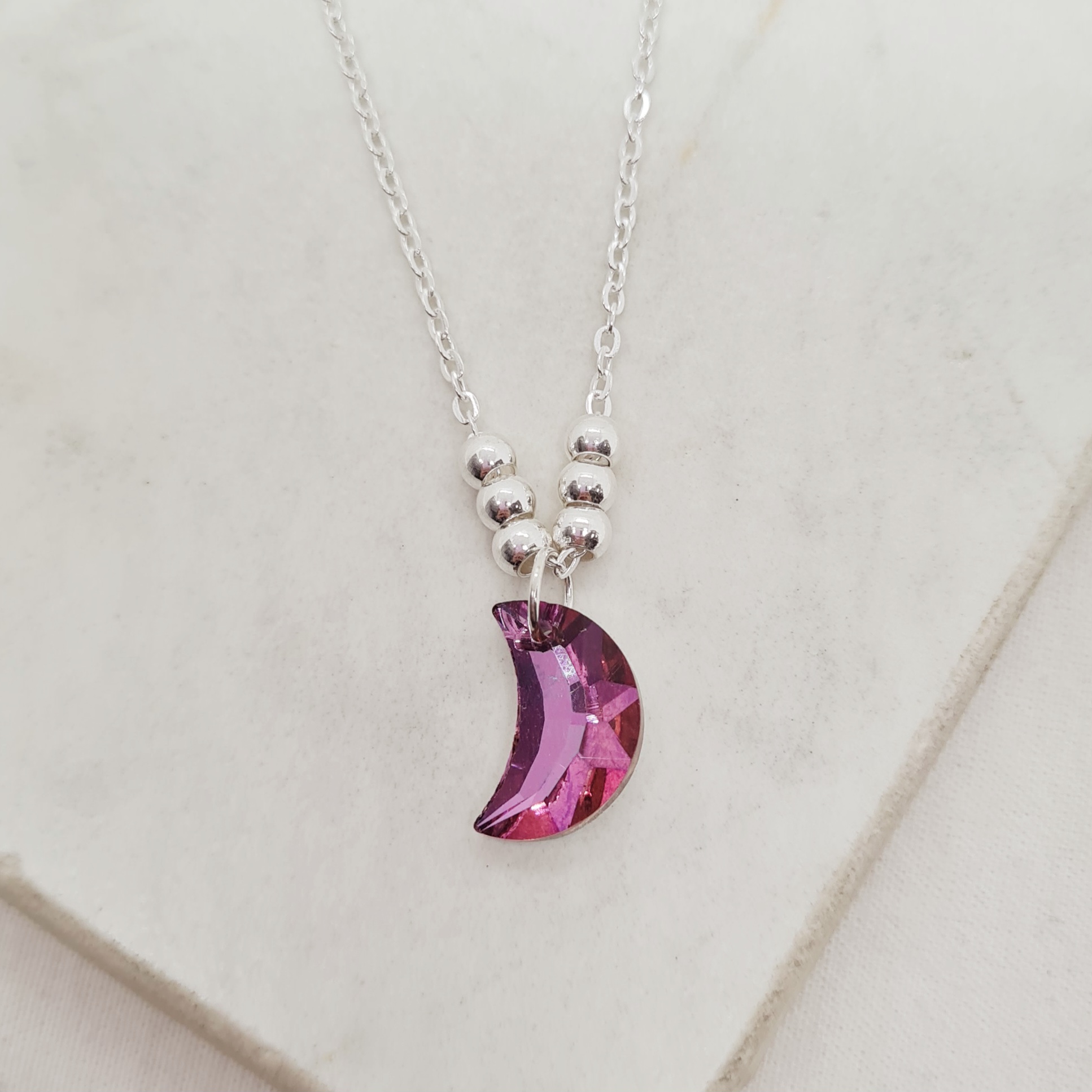 Imagen de producto COLLAR ACERO BLANCO CON BOLITAS - LUNA ROSA