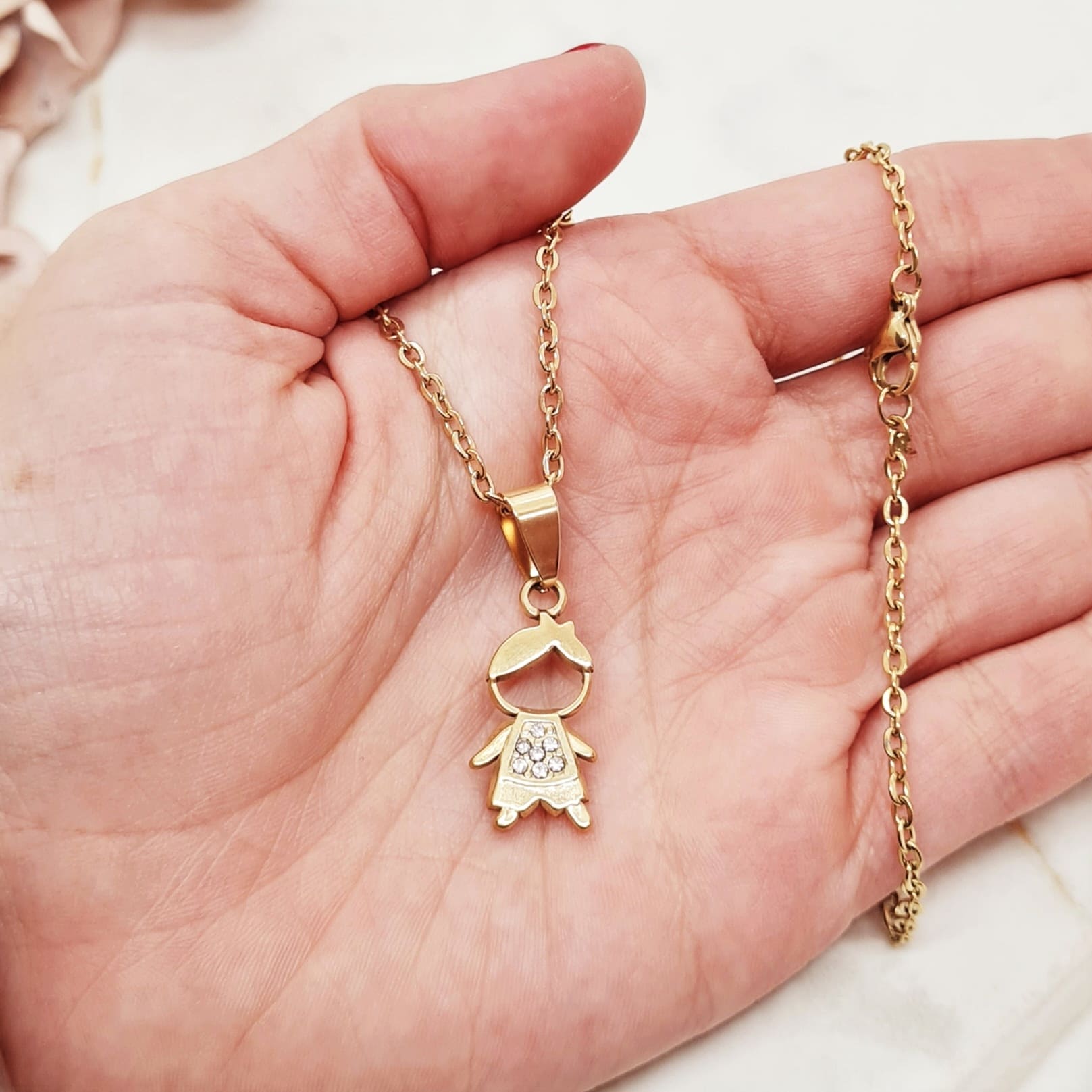 Imagen de producto COLLAR ACERO DORADO - NENE STRASS BLANCO