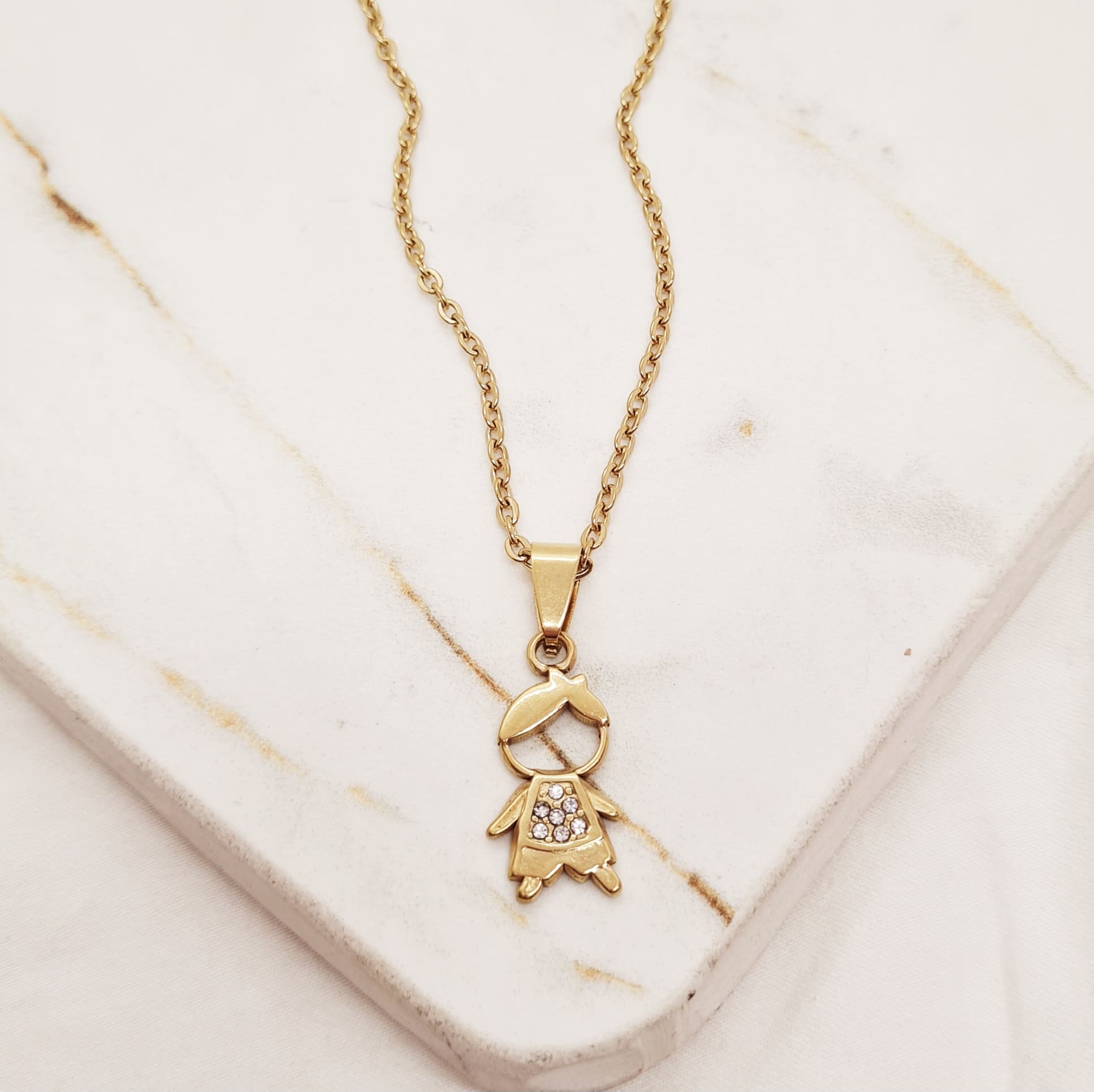 Imagen de producto COLLAR ACERO DORADO - NENE STRASS BLANCO