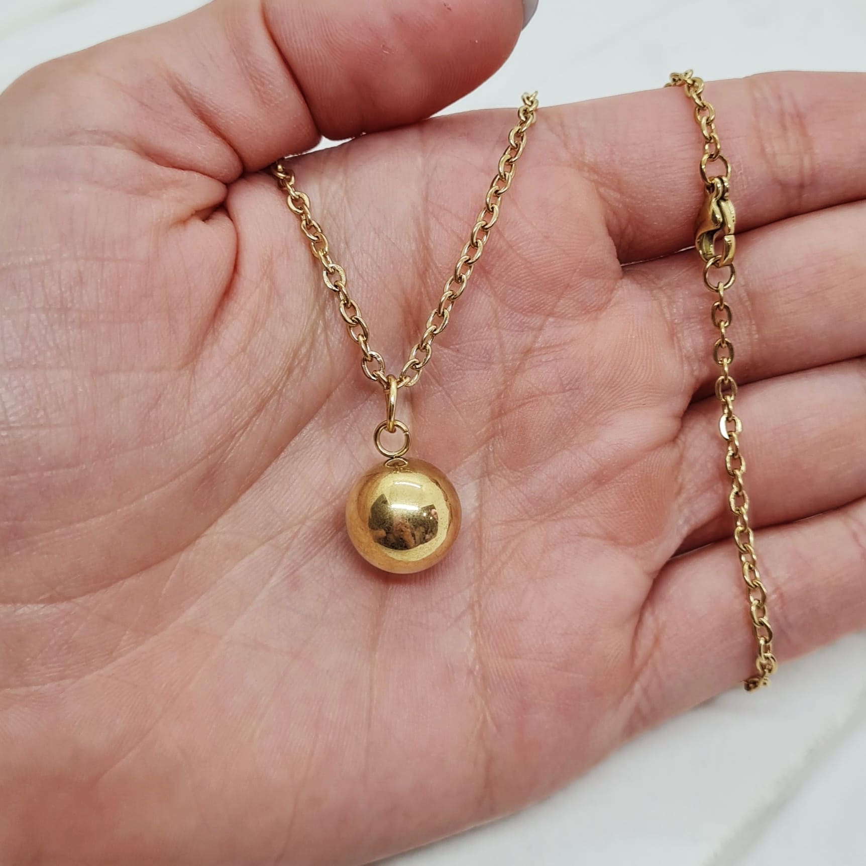 Imagen de producto COLLAR ACERO DORADO - BOLITA GRANDE
