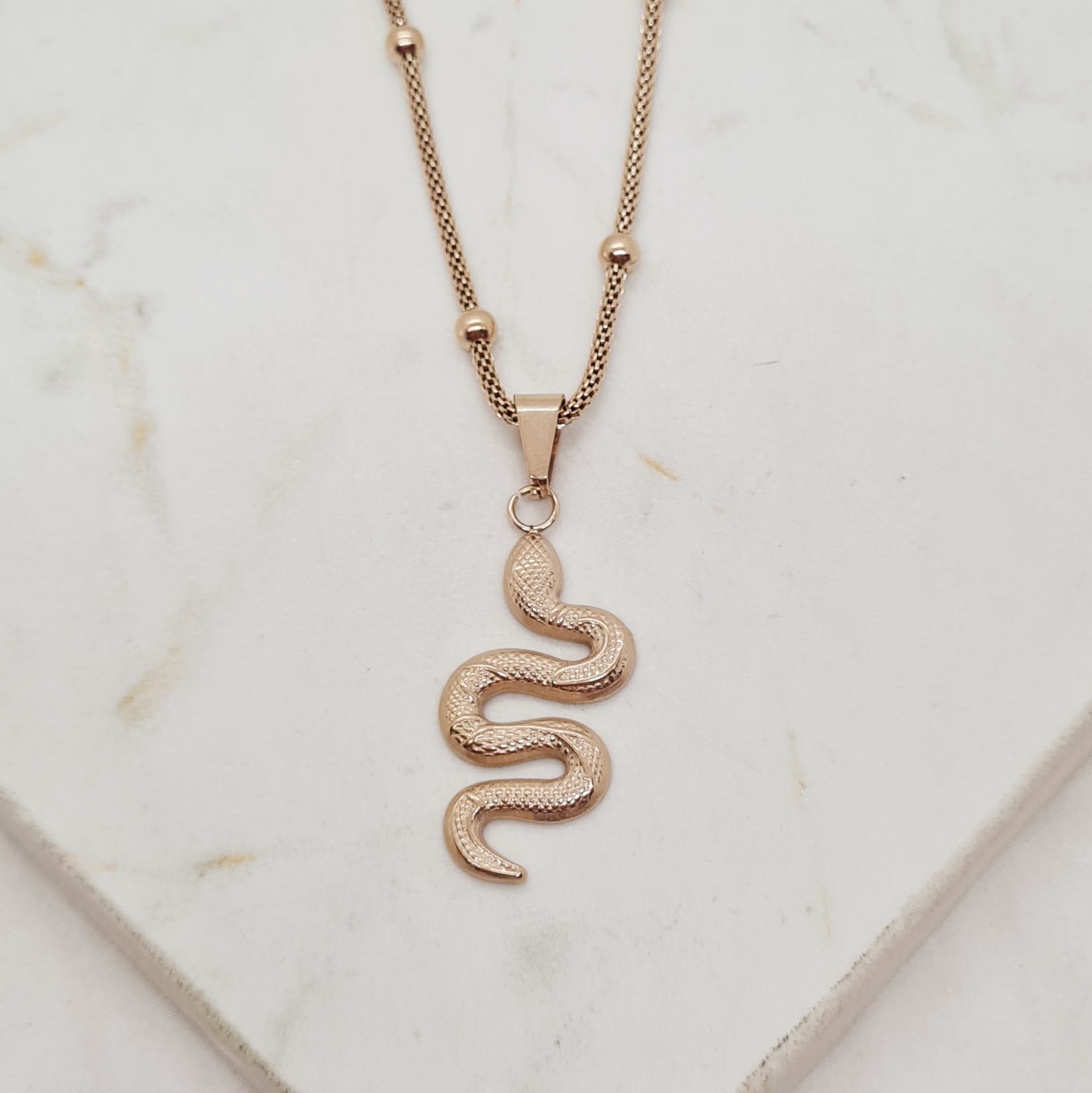 Imagen de producto COLLAR ACERO ROSE GOLD - SERPIENTE MACIZA