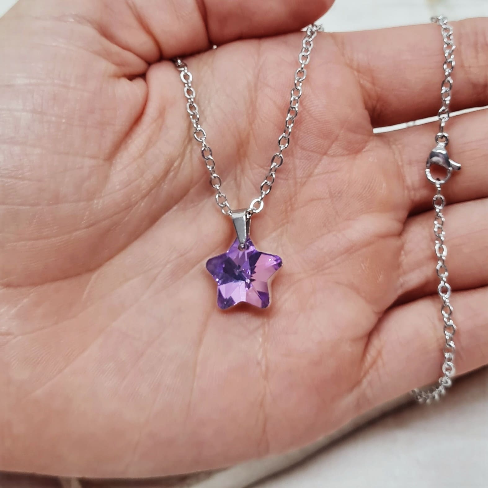 Imagen de producto COLLAR CON DIJE CRISTAL CHICO - ESTRELLA TORNASOL VIOLETA