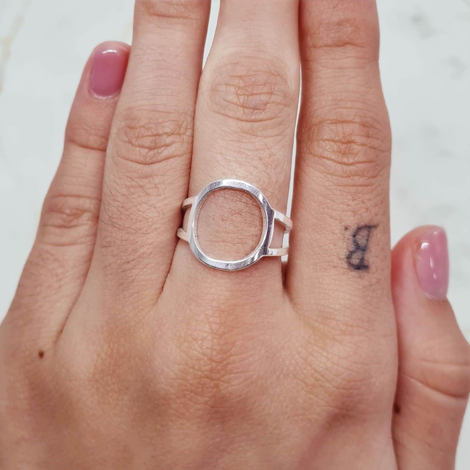Imagen de producto ANILLO ACERO BLANCO DOBLE LINEA - OVALADO