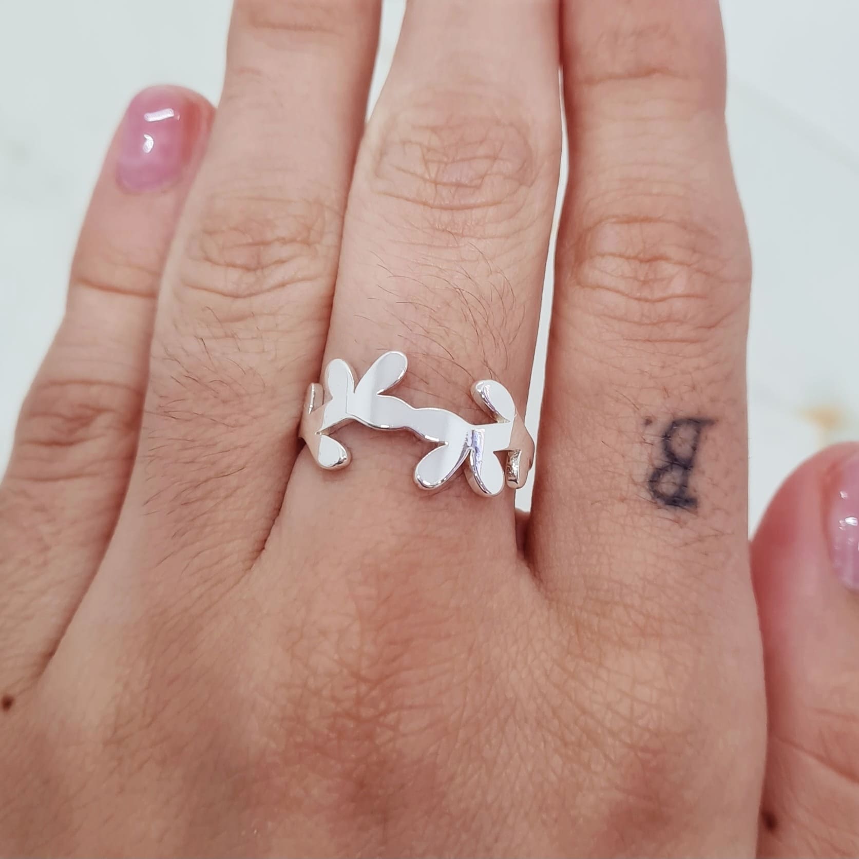 Imagen de producto ANILLO ACERO BLANCO - LAUREL CRUZADO