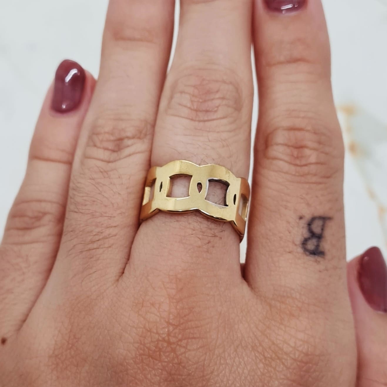 Imagen de producto ANILLO ACERO DORADO - CADENA ANCHA