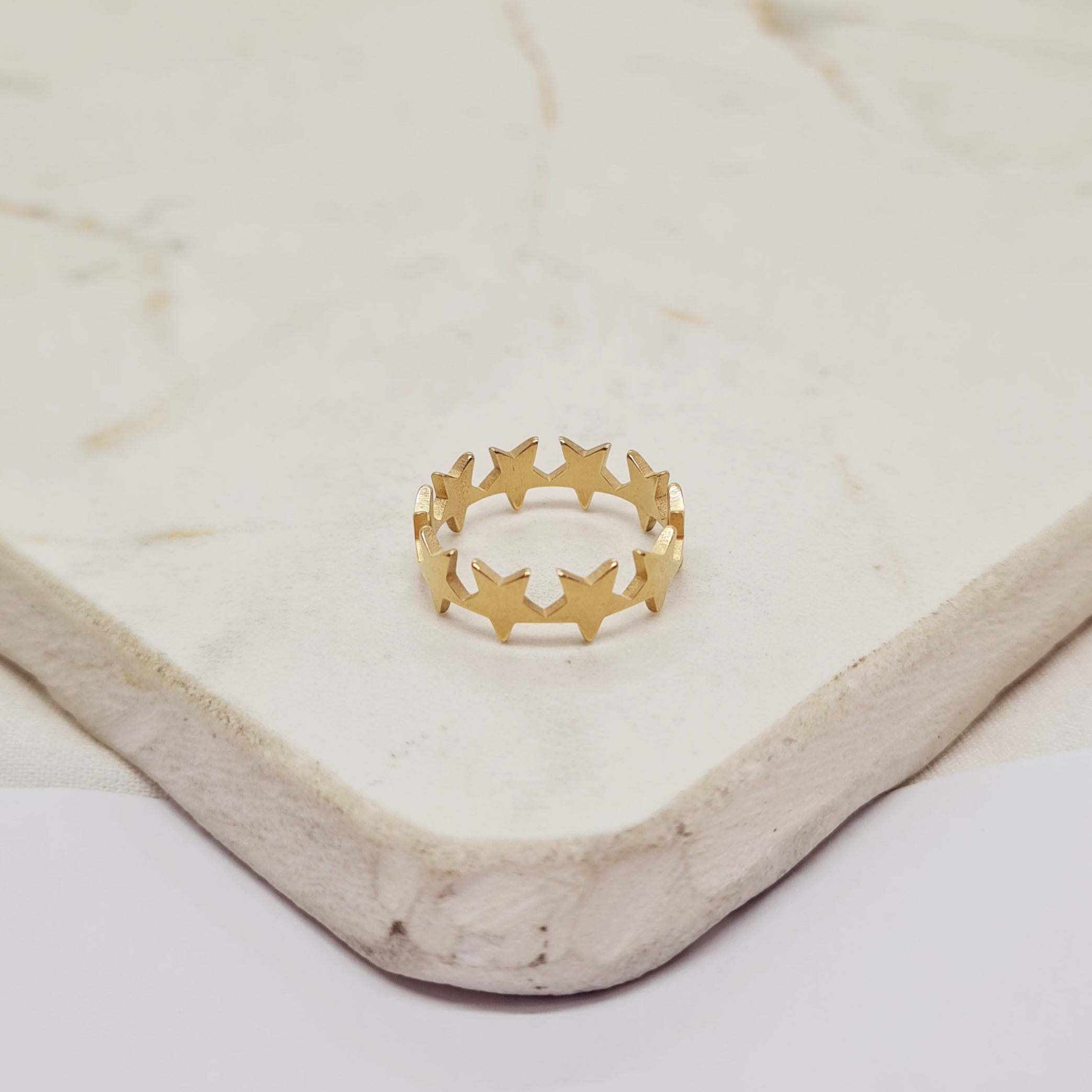 Imagen de producto ANILLO ACERO DORADO - ESTRELLAS CONTINUAS LISAS