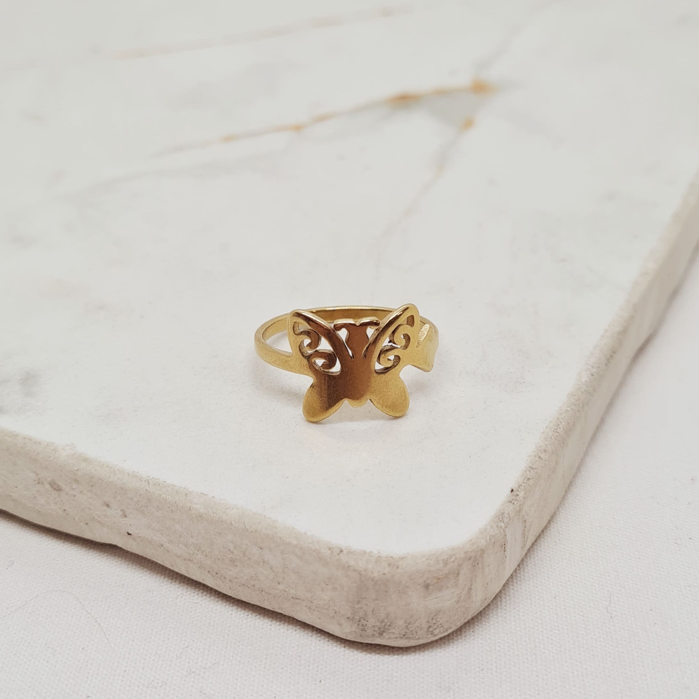Imagen de producto ANILLO ACERO DORADO - MARIPOSA