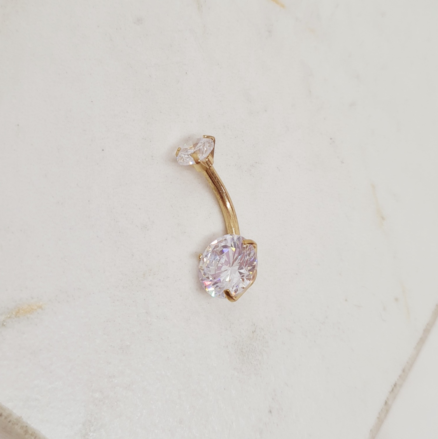 Imagen de producto PIERCING ACERO DORADO OMBLIGO DOBLE CUBIC ENGARZADO